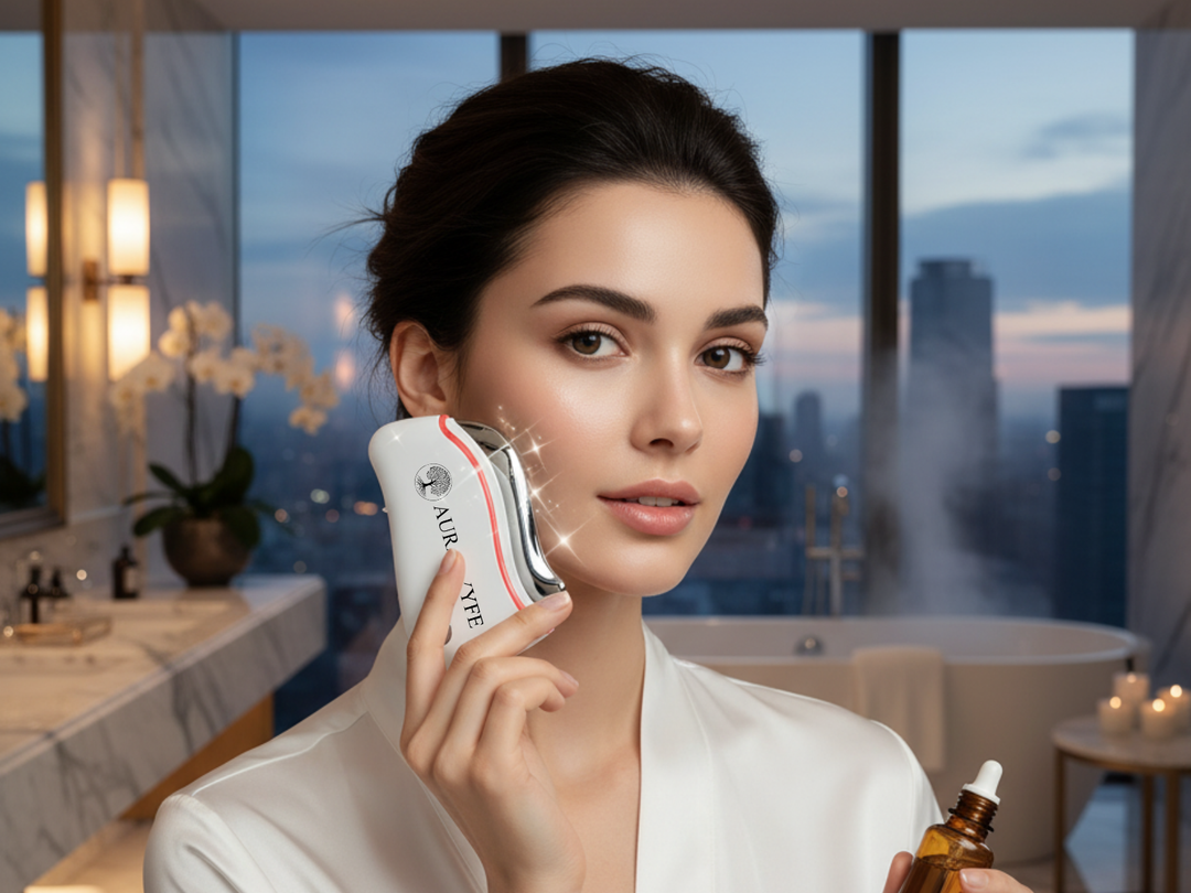 Aura Lyyfe™ Heated Gua Sha with Red Light & Micro-Vibration Ancient Ritual. Modern Glow. Elevated Wellness.