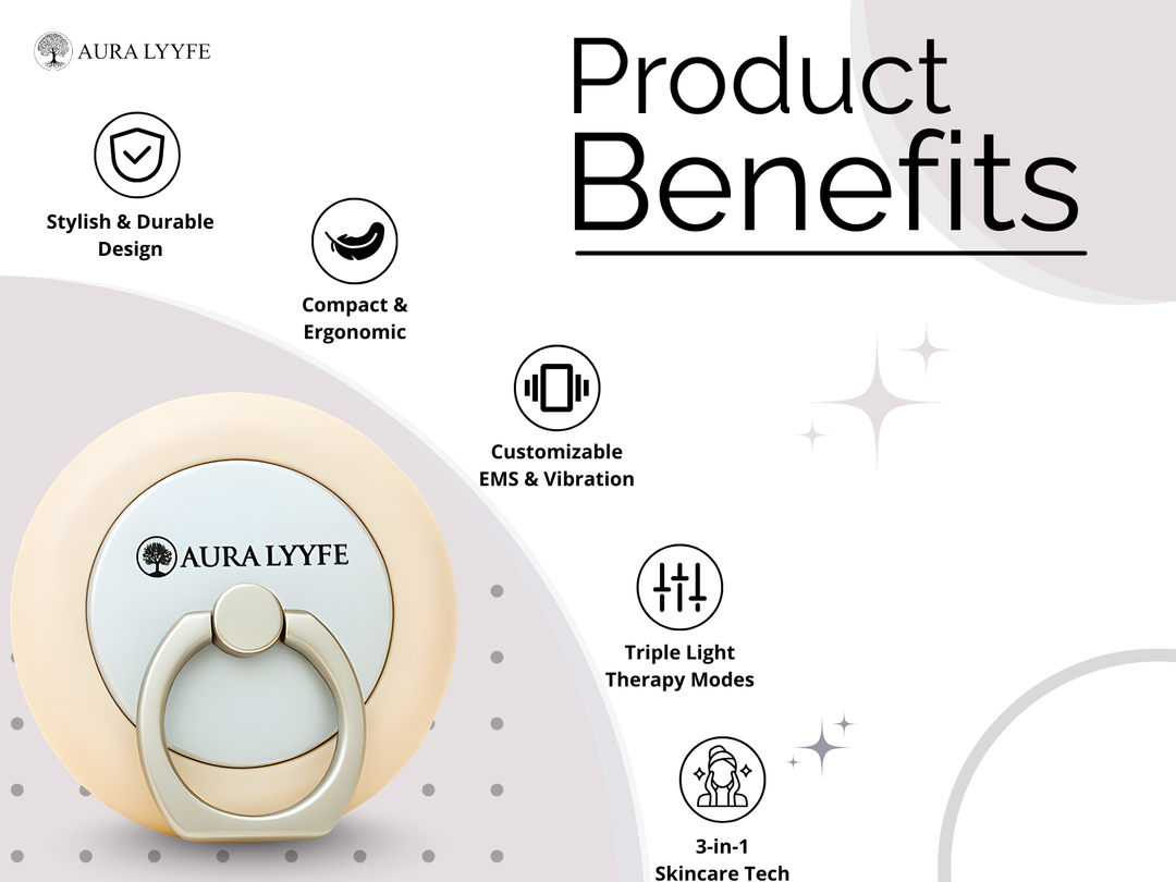 Aura Lyyfe™ All-in-One Skincare Rejuvenator 3-in-1 LED Light Therapy • EMS Micro-Lifting • Soothing Vibration Massage