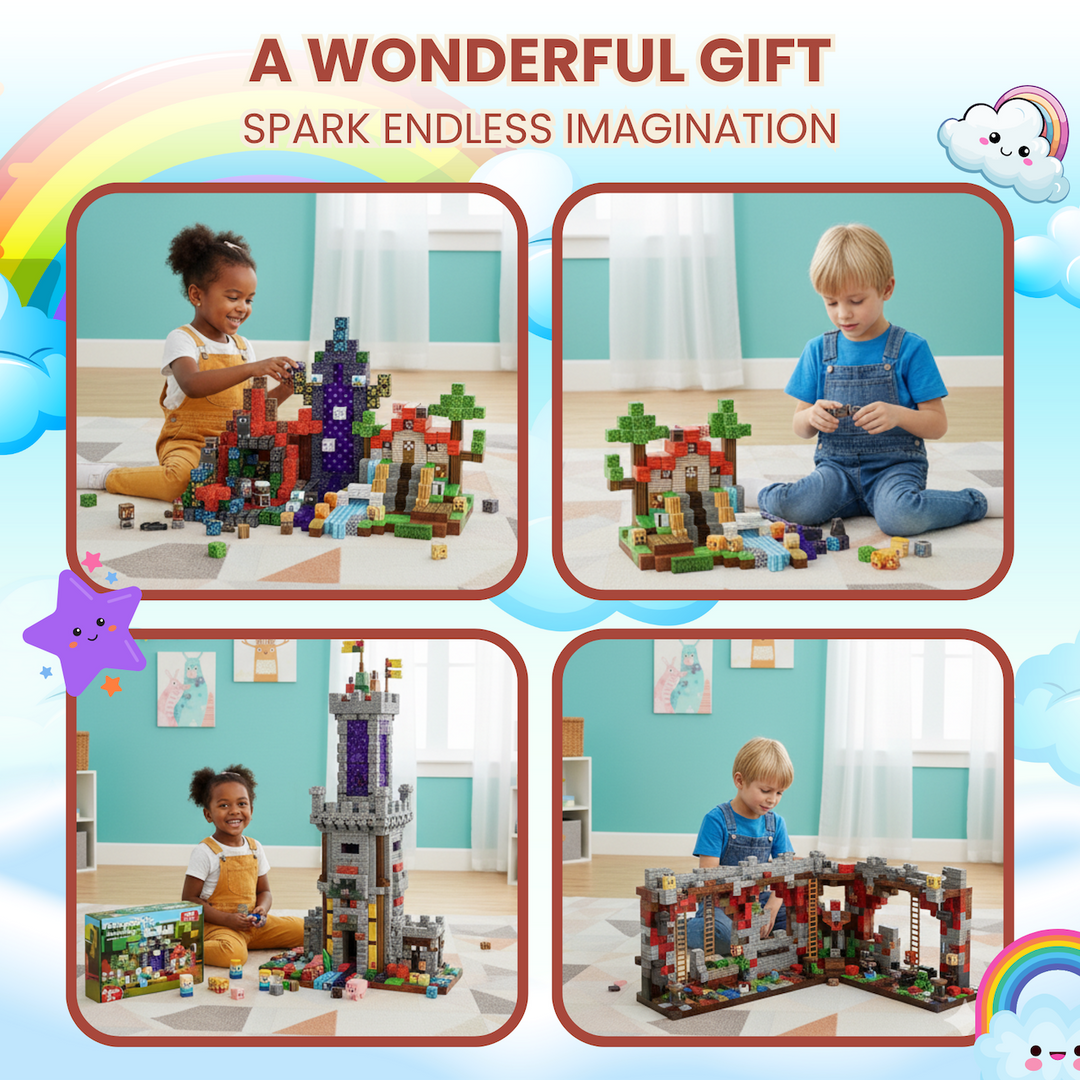 AURA PLAYY™ Magnetic Building Blocks for Kids – 200-Piece 3D Creative World Construction Set Strong Magnets • STEM Learning • Fantasy Terrain • Open-Ended Creativity • Ages 3+