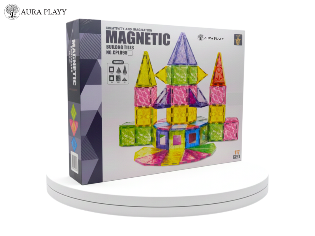 AURA PLAYY™ 100-Piece Magnetic Building Tiles Set