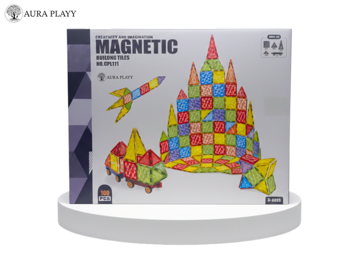 AURA PLAYY™ 100-Piece Magnetic Building Tiles Set