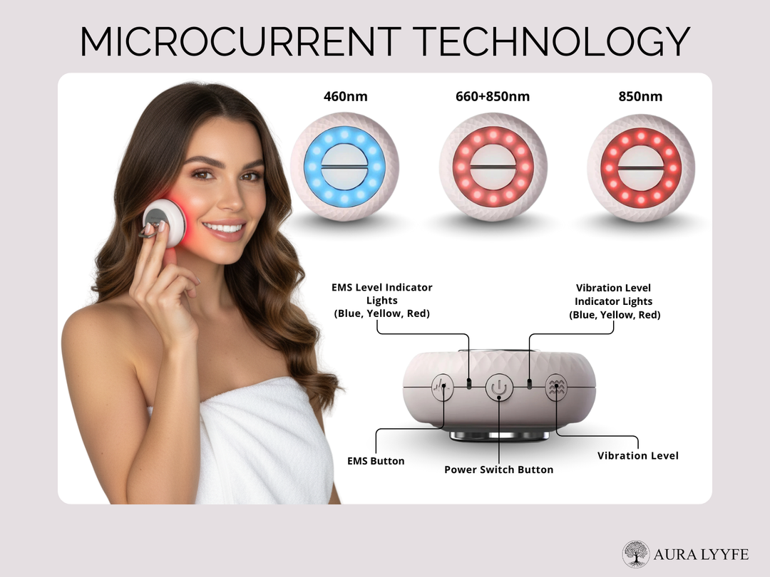 Aura Lyyfe™ All-in-One Skincare Rejuvenator 3-in-1 LED Light Therapy • EMS Micro-Lifting • Soothing Vibration Massage
