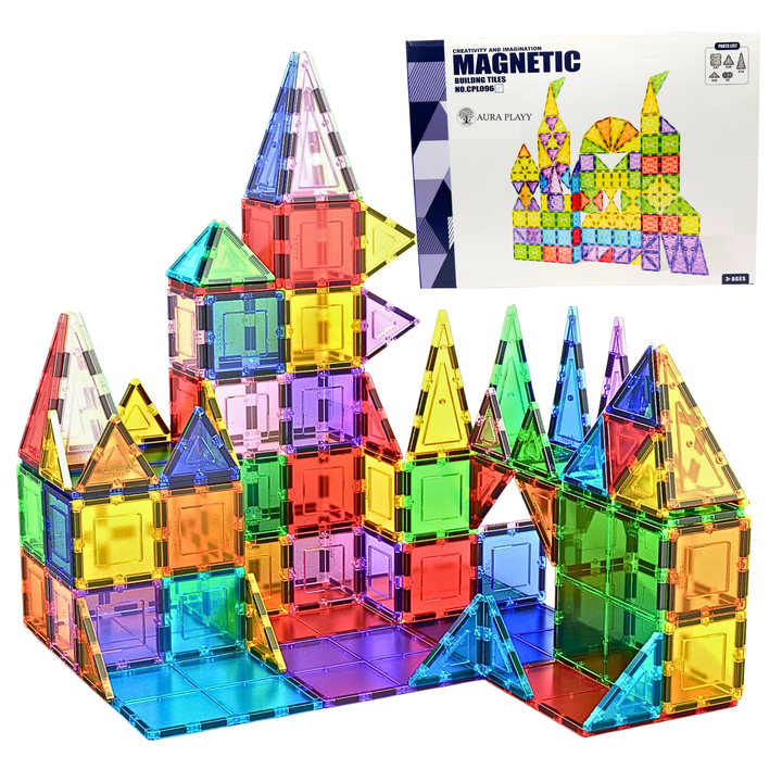 AURA PLAYY™ 100-Piece Magnetic Building Tiles Set