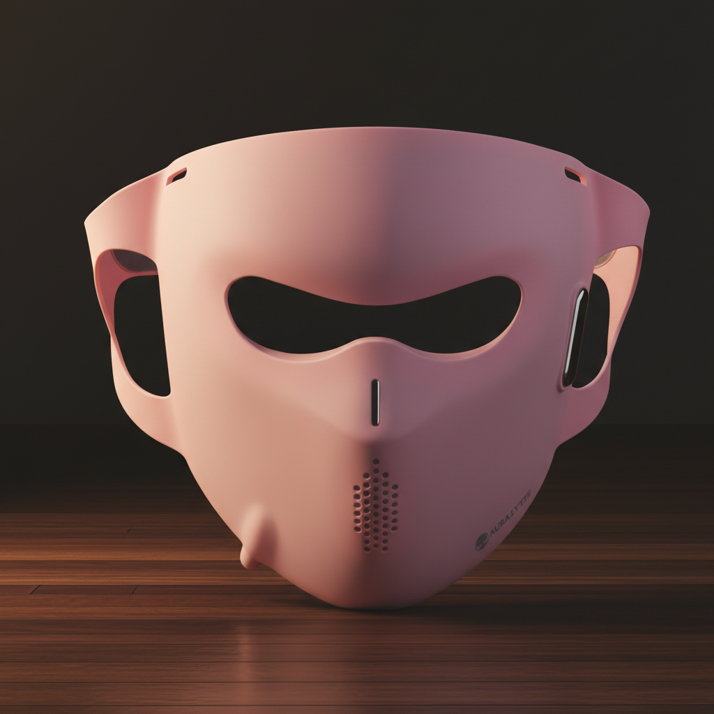 Mask Front Dark Wood Background Only